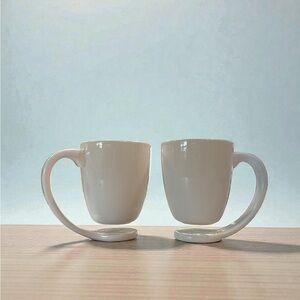 Floating Mug Set of 2 - White Ceramic Mugs